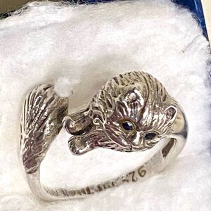 Sterling silver kitty ring